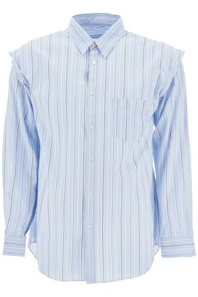 Comme Des Garçons Shirt Camicia A Righe Con Taschino In Blue