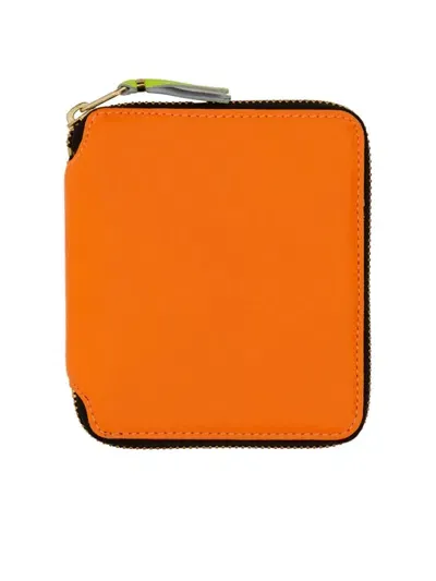 Comme Des Garçons Super Fluo Leather Wallet In Orange