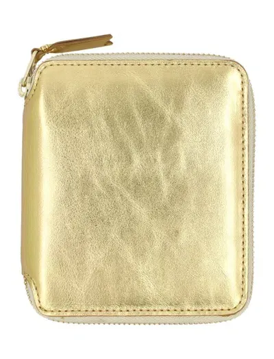 Comme Des Garçons Wallet Metallic Zipped Wallet In Gold