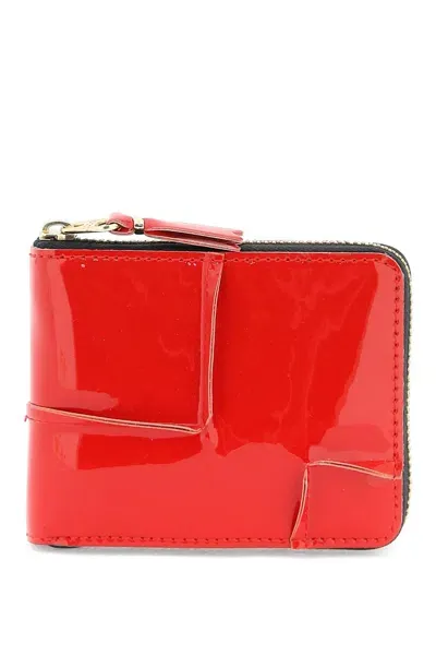 Comme Des Garçons Zip Around Patent Leather Wallet With Zipper In Red