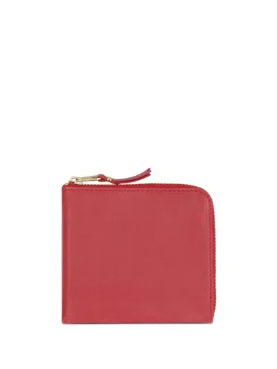 Comme Des Garçons Zipped Leather Wallet In Red