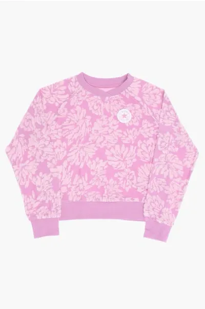 Converse All Star Chuck Taylor Jacquard Crew-neck Sweatshirt In Pink