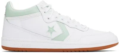 Converse White & Green Cons Fastbreak Pro Leather Mid Top Sneakers