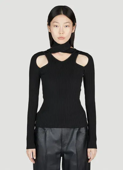 Coperni Cut-out Knit Sweater In Black