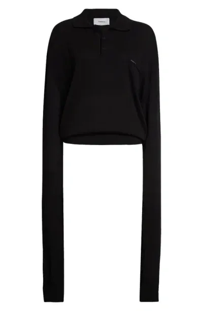 Coperni Knotted Sleeves Polo Sweater In Black