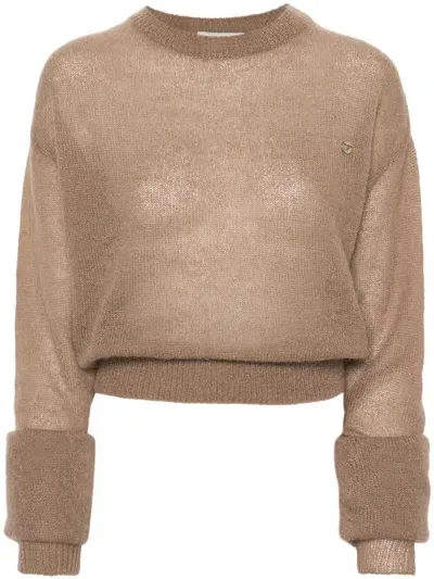 Coperni Knotted Sleeves Sweater In Light Brown