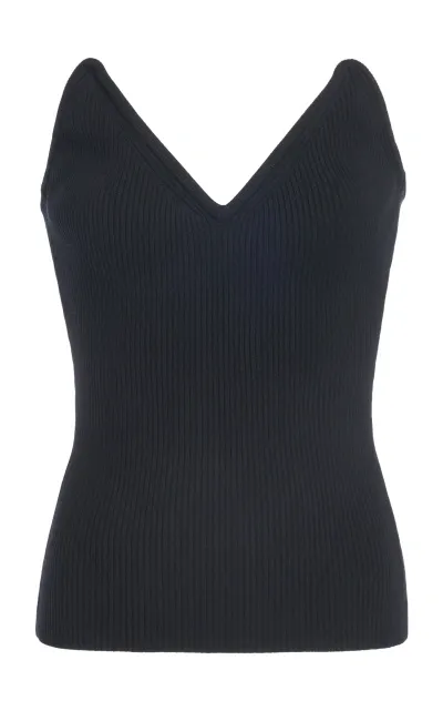 Coperni Strapless Ribbed-knit Top In Black