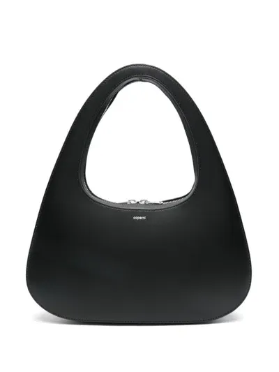 Coperni Swipe Baguette Large Leather Shoulder Bag In Black