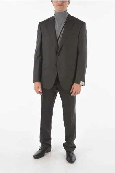 Corneliani 2 Button Leader Hopsack Virgin Wool Suit In Gray