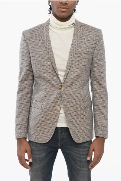 Corneliani Cc Collection Geometric Patterned Half-lined Blazer In Gray