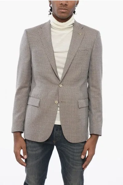 Corneliani Cc Collection Geometric Patterned Virgin Wool Blazer In Gray