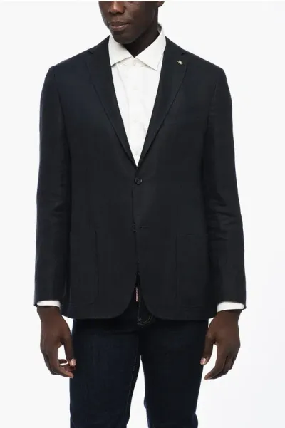 Corneliani Cc Collection Linen Half-lined Blazer With Welt Pockets