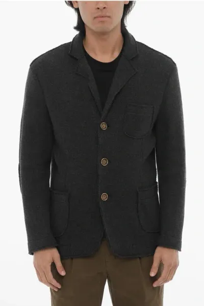 Corneliani Cc Collection Wool Blend Unlined Blazer With 3-buttons In Black