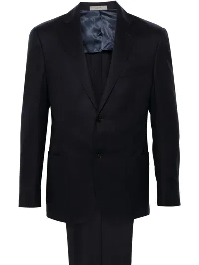 Corneliani Single-breasted Virgin Wool Suit In Blue