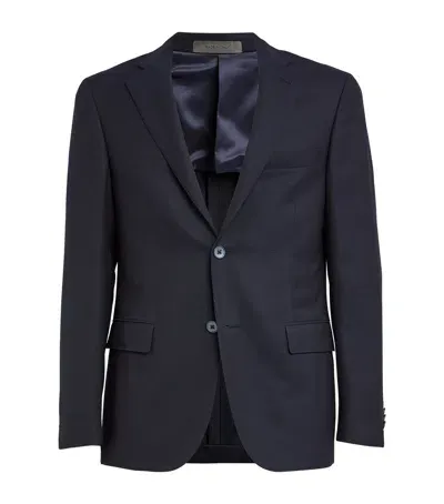 Corneliani Hopsack Wool Blazer In Navy