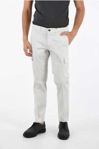 Corneliani Id Stretchy Cotton Cargo Pants In Gray