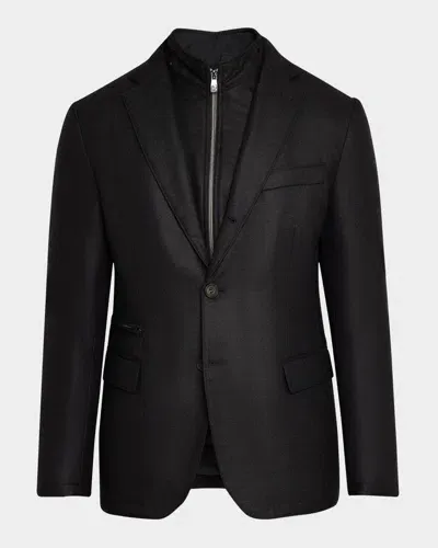 Corneliani Men's Wool-cashmere Id Blazer In Blk Sld