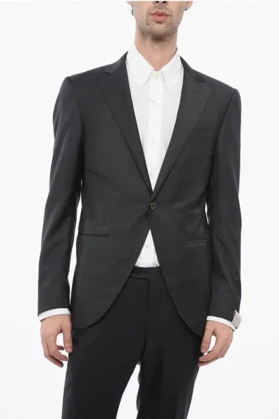 Corneliani Peak Lapel Academy Virgin Wool Blazer In Gray