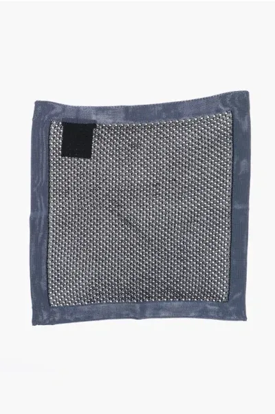 Corneliani Silk Pocket Square With Contrasting Edge In Gray