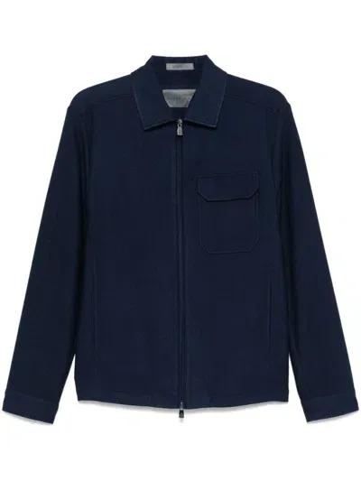 Corneliani Textured Shirt Jacket In Blue