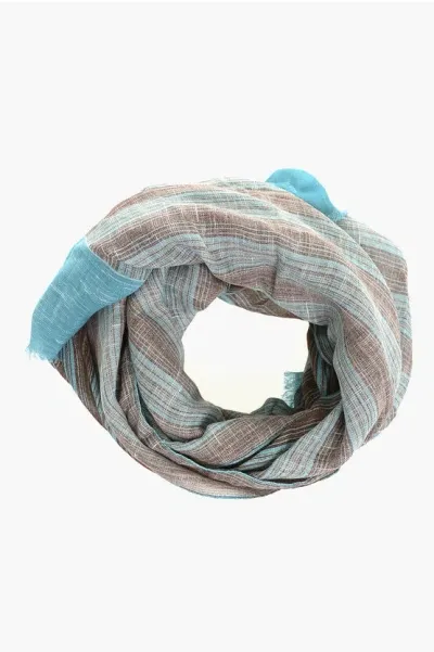 Corneliani Two-tone Barcode Striped Foulard In Gray