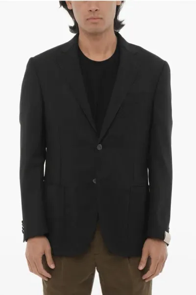 Corneliani Virgin Wool Unlined Leader Soft 2-buttons Blazer In Black