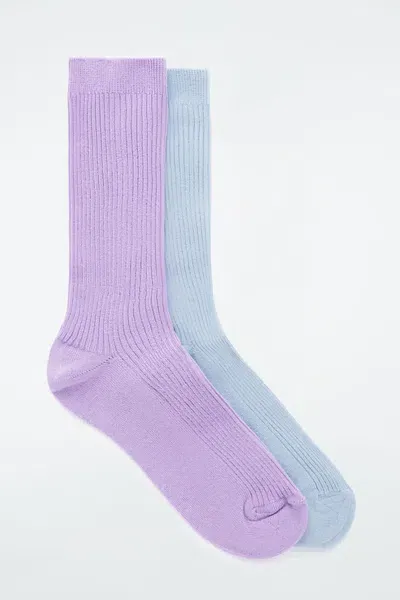 Cos 2-pack Ribbed Socks In Purple