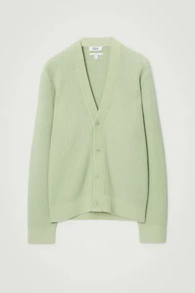 Cos Acid-wash Cotton Cardigan In Green