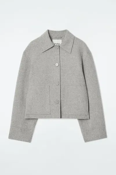 Cos Boxy Double-faced Wool Jacket In Gray