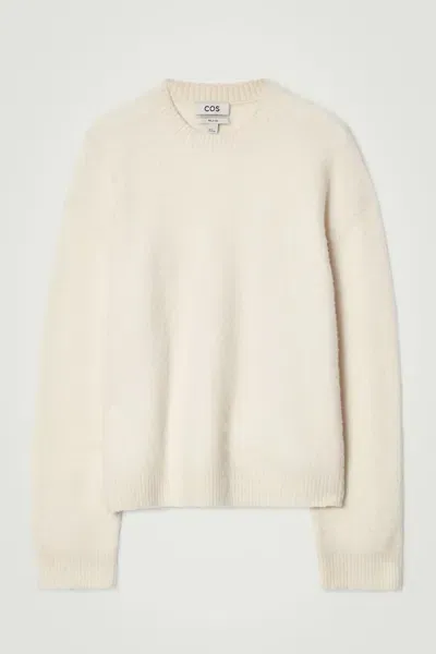 Cos Brushed-wool Crew-neck Jumper In Beige