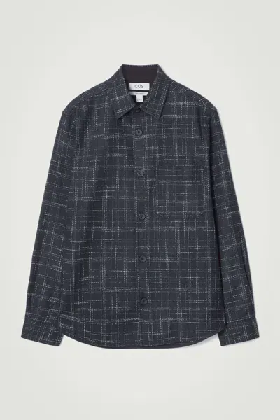 Cos Checked Wool Overshirt In Blue