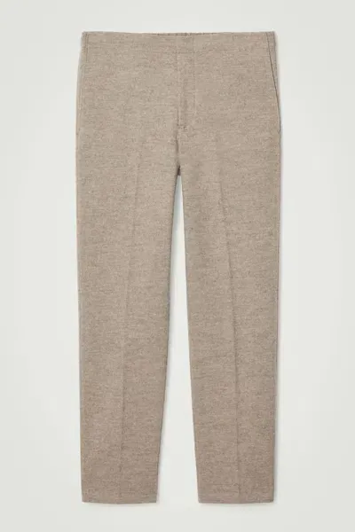 Cos Elasticated Boiled-wool Trousers In Beige