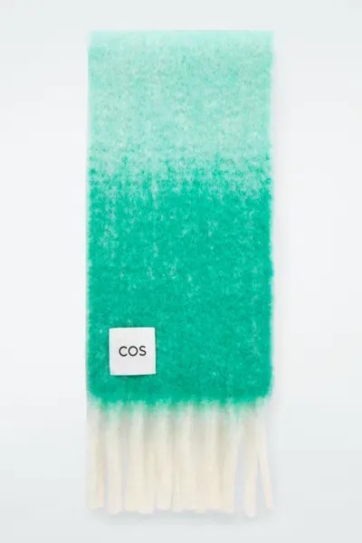 Cos Fringed Brushed-mohair Scarf In Blue