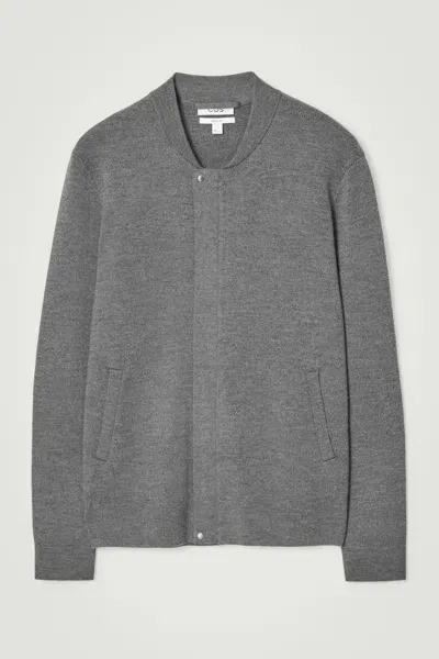 Cos Knitted Wool Bomber Jacket In Grey