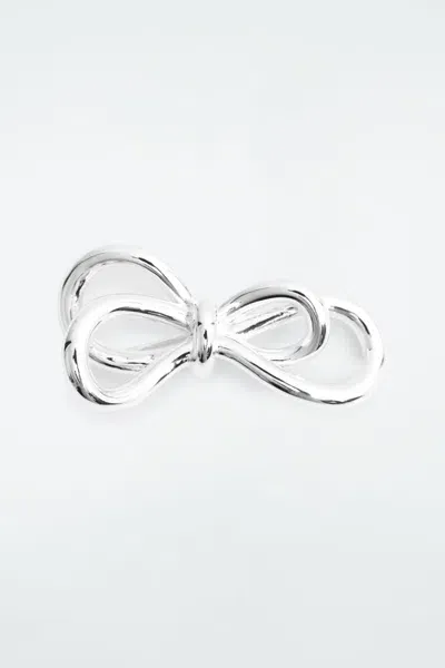 Cos Knotted Bow Brooch In Metallic