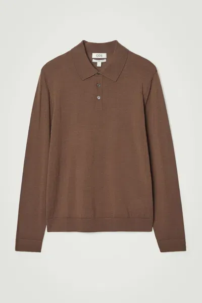 Cos Merino Wool Polo Shirt In Beige