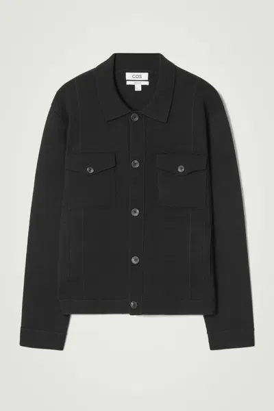 Cos Milano-knit Wool Trucker Jacket In Black