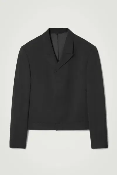 Cos Slim Cropped Wool Blazer In Black