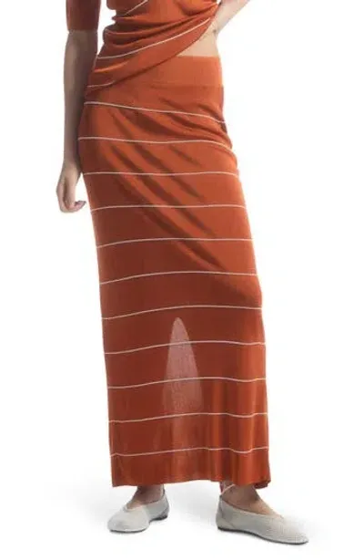 Cos Striped Knitted Maxi Skirt In Orange