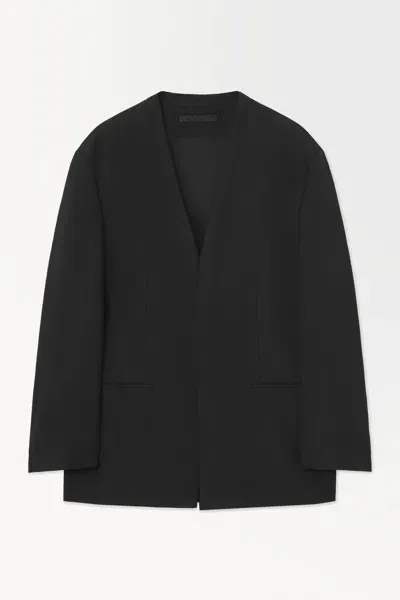 Cos The Collarless Wool Blazer In Black