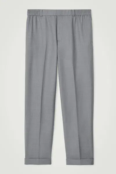 Cos Turn-up Wool-blend Pants In Grey