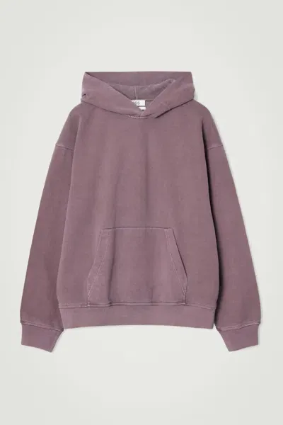 Cos Washed Cotton-jersey Hoodie In Purple