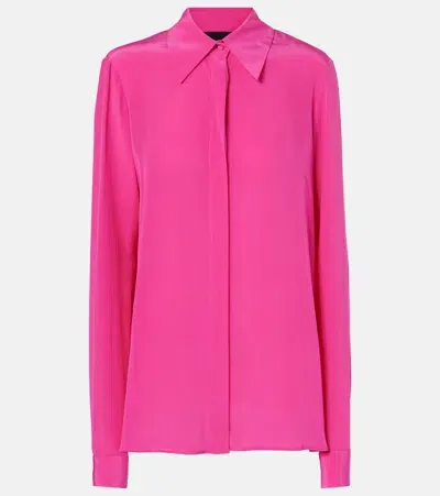 Costarellos Keltie Silk Crêpe De Chine Shirt In Pink