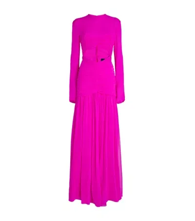 Costarellos Silk Ruched Cut-out Marilla Gown In Pink