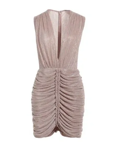 Costarellos Draped Lurex Mini Dress With Maxi V-neck In Pink