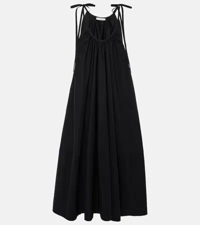 Co Tton Poplin Maxi Dress In Black