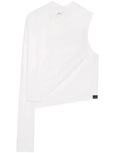 Courrèges Asymmetric Off-shoulder Sweatshirt In 0001 Heritage White