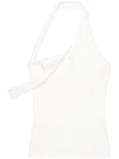 Courrèges Asymmetric Ribbed-knit Tank Top In White