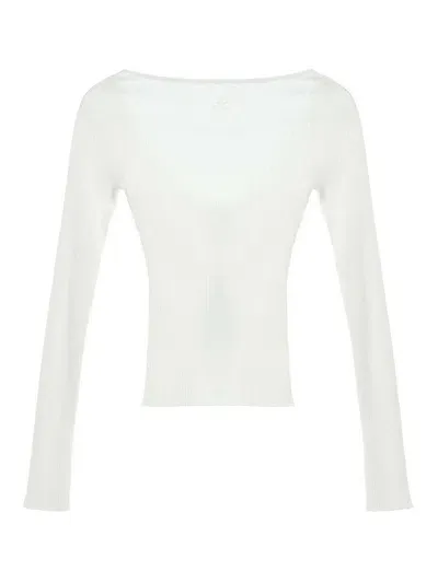 Courrèges Scoop-back Ribbed-knit Top In White