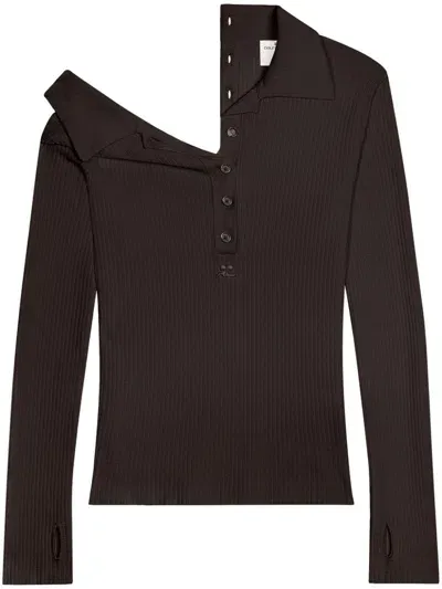 Courrèges Cootn-wool Blend Polo In Brown